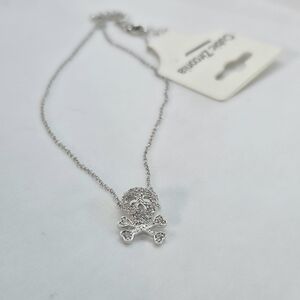 Silver Crystal Skull Pendant Necklace